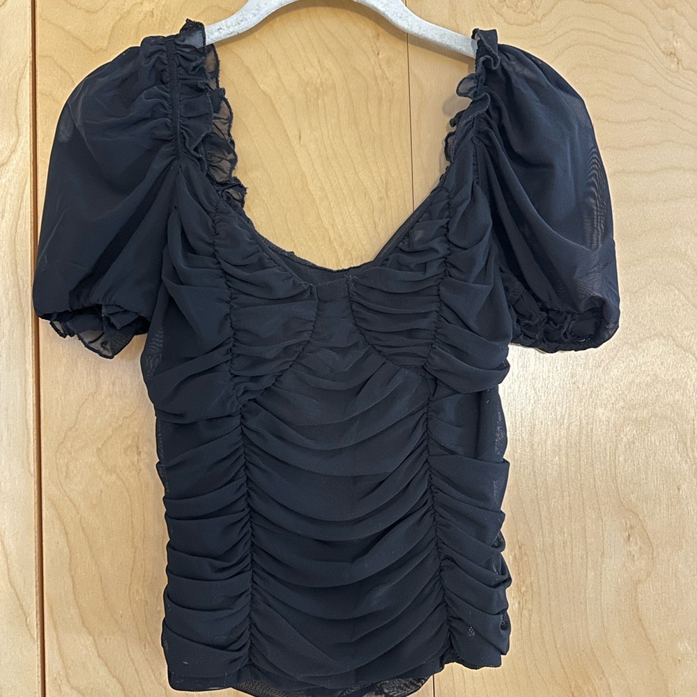 Elegant Black Ruched Women's Top